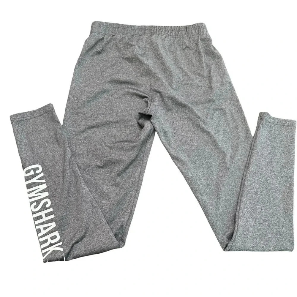 Gymshark leggings with logo on side leg. Gray, size small. Wide elastic waist. - Picture 2 of 10